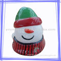 Christmas candle holder, ceramic snowman